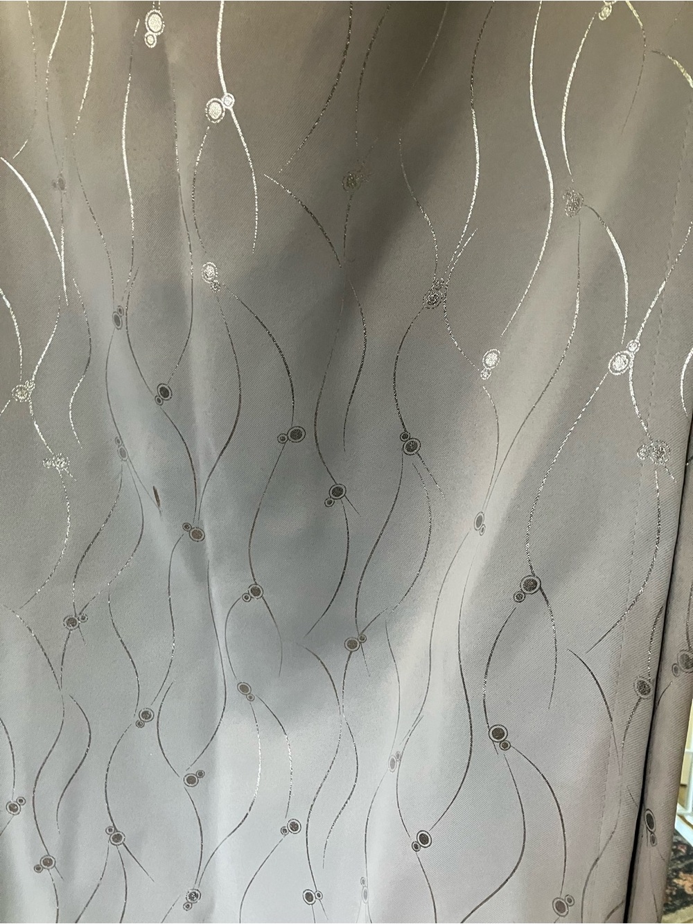 Gray Curtain Panel with Subtle Metallic Swirl Pattern (2 panels)
